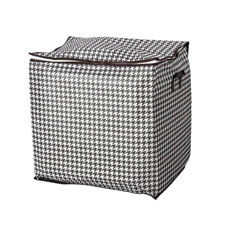 houndstooth clothing and quilt storage bag, giant capacity non-woven fabric organizer bag